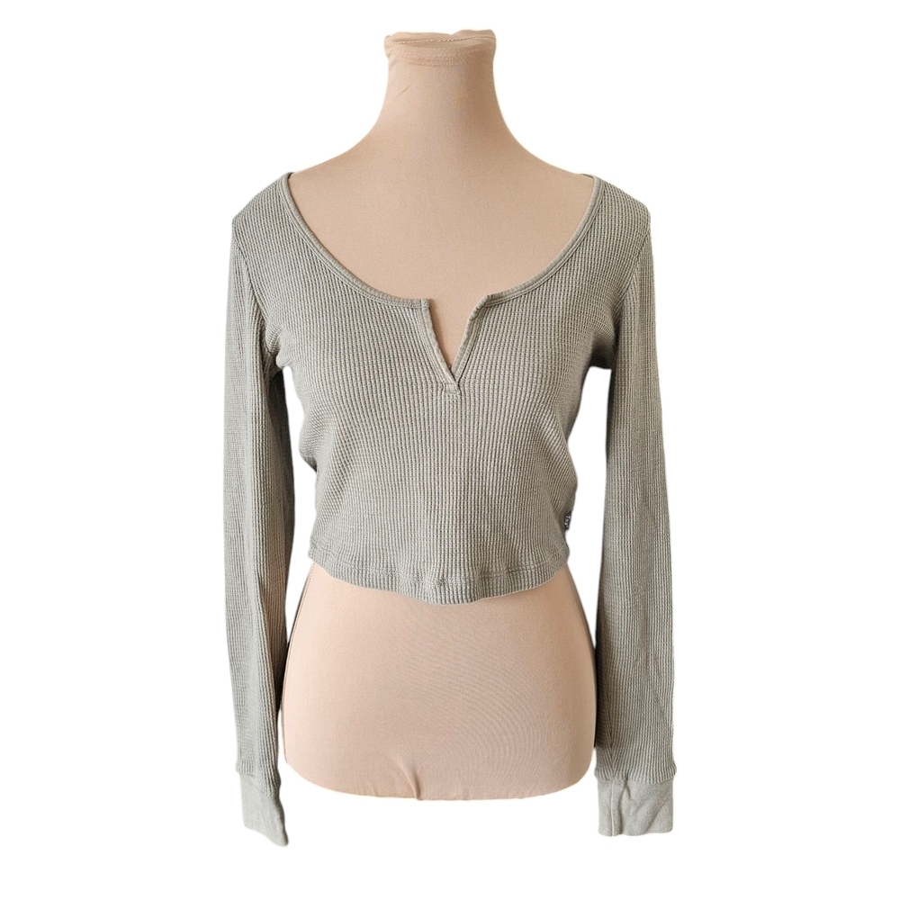 TNA Gray Ribbed Crop Top